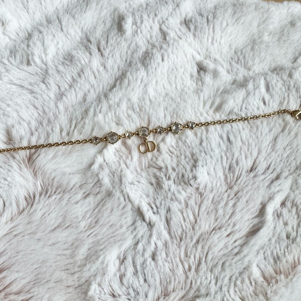 Dior Clair D Lune Crystal Bracelet Gold CD Charm Authentic - Picture 3 of 5